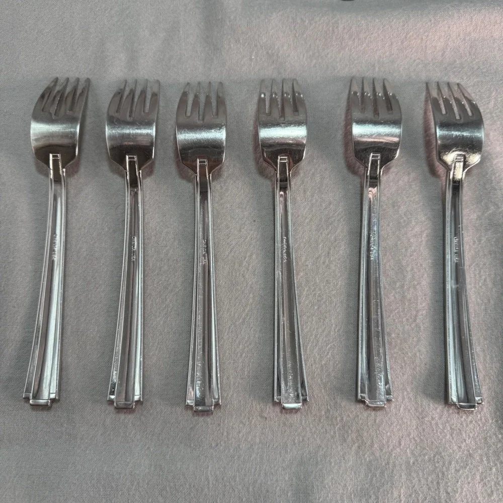 Oneida Etage 6pc Salad Forks 18/10 Stainless Steel 2529 Post Modern Geometric 7